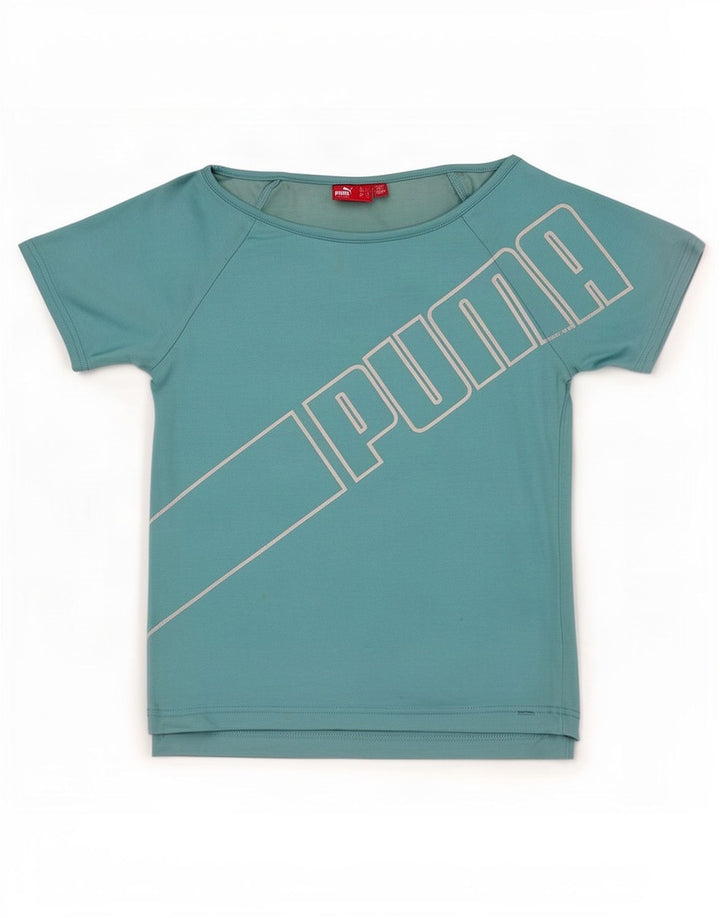 T-shirt grafica da donna Puma UK 14 grande blu