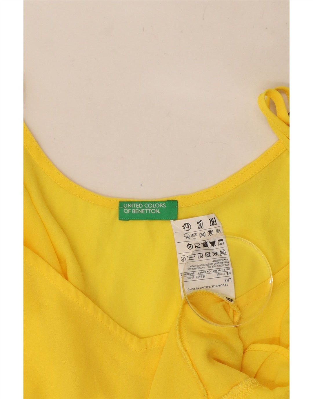 Cami Top da donna Benetton UK 16 Large Giallo Poliestere