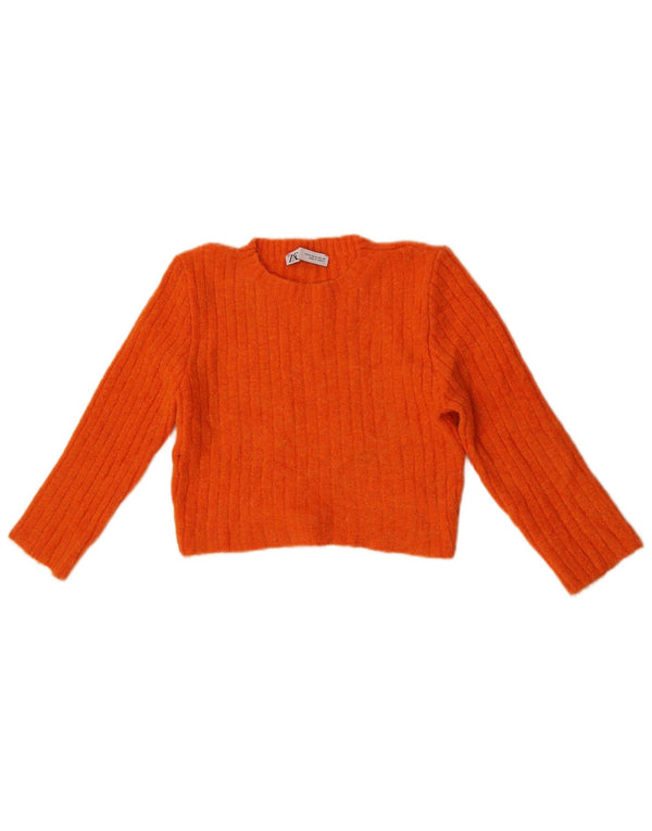 Maglione corto con scollo a barca e maniche a 3/4 Zara da donna UK 12 Arancione medio