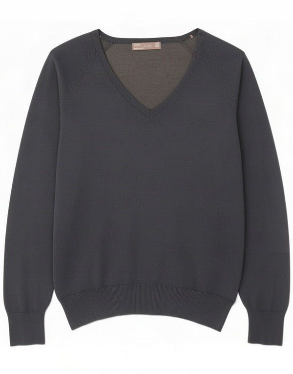 Maglione da donna con scollo a V Zara UK 18 XL Blu navy Cotone