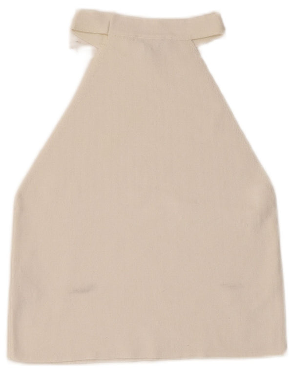 Topshop Top da donna corto alla caviglia UK 8 piccolo in viscosa bianca
