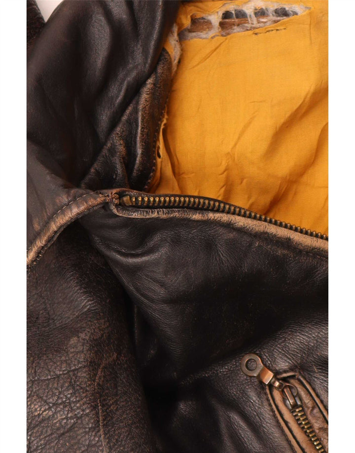 Giacca in pelle vintage da uomo UK 44 2XL Marrone