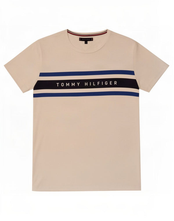 T-shirt grafica da uomo Tommy Hilfiger Top a righe bianche grandi