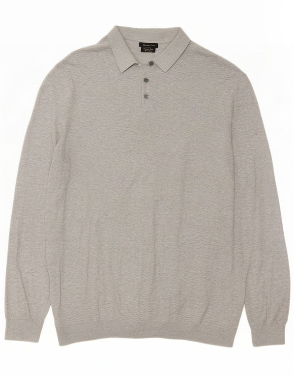 Maglione maglione da uomo con collo alto Massimo Dutti XL in cotone grigio