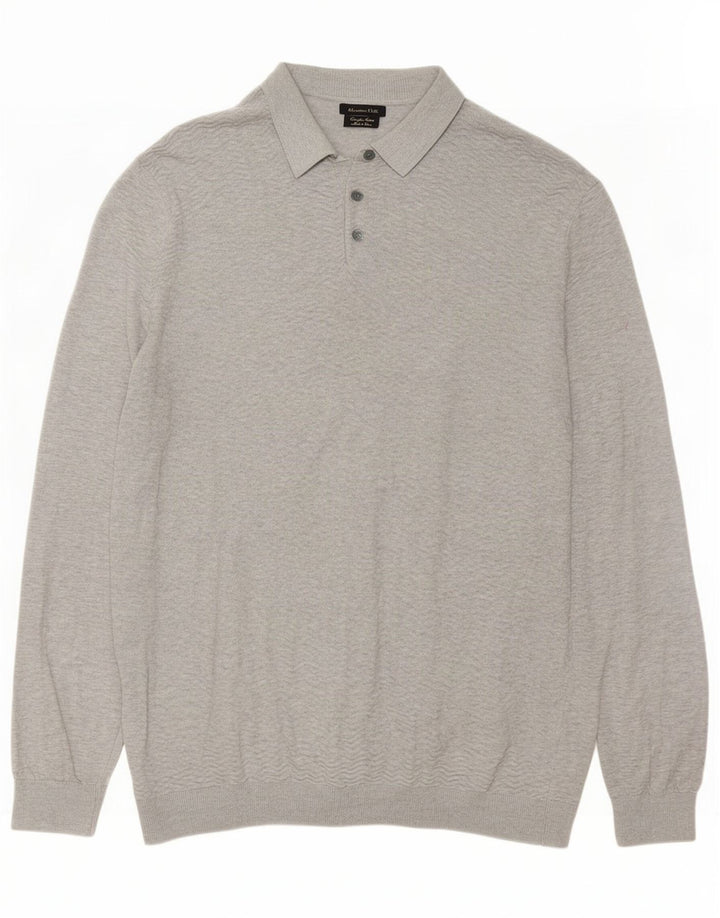 Maglione maglione da uomo con collo alto Massimo Dutti XL in cotone grigio