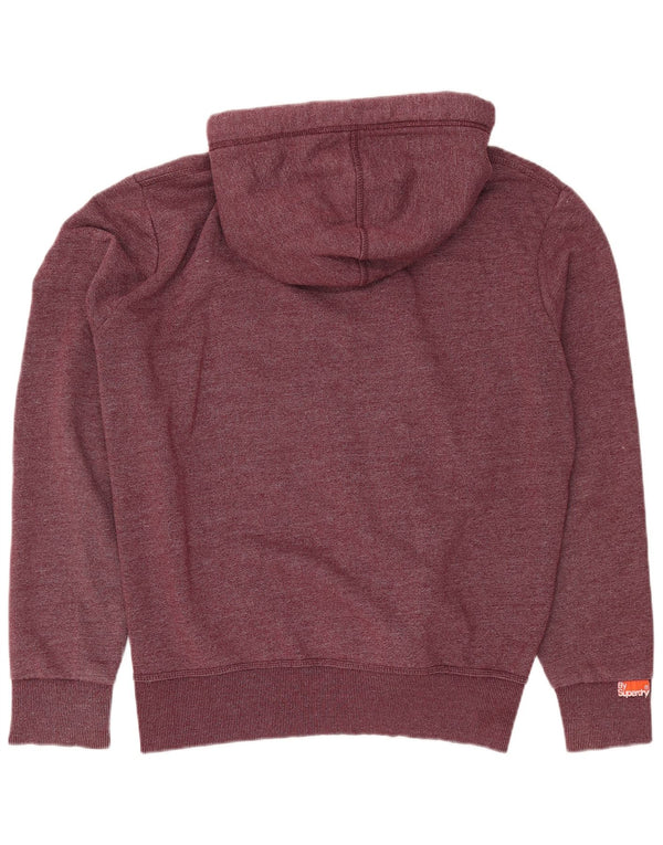 SUPERDRY Mens Zip Hoodie Sweater 2XL Burgundy Cotton