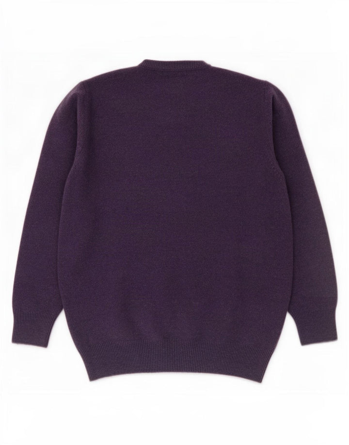 Maglione maglione girocollo da uomo Marks & Spencer in lana d'agnello viola medio