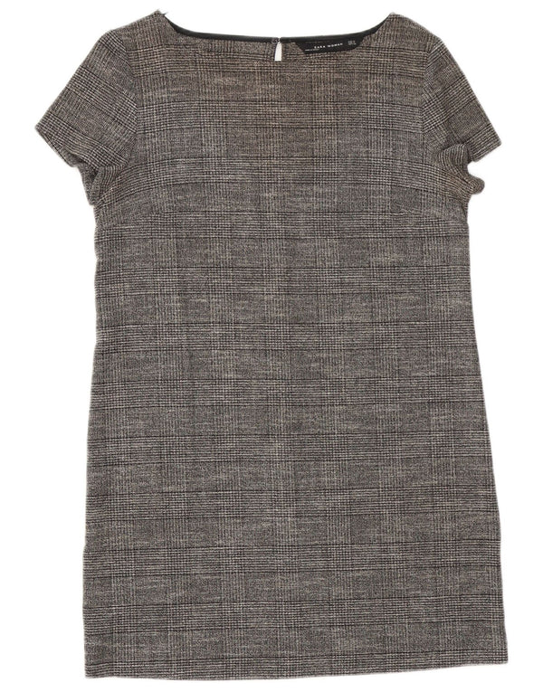 Abito a trapezio da donna Zara UK 12 Viscosa grigio medio