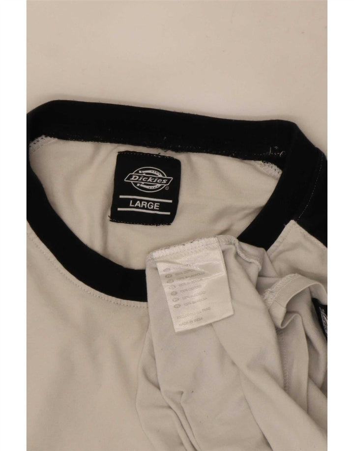Dickies Top da uomo a maniche lunghe in cotone color block bianco grande