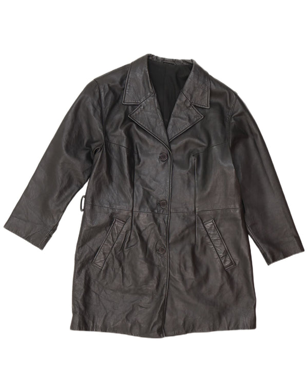 Vintage Womens Leather Coat UK 14 Medium Black