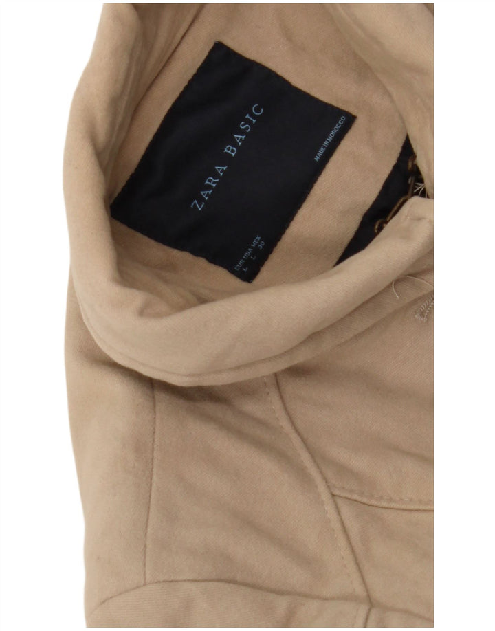 Cappotto Zara da donna UK 14 grande in cotone beige