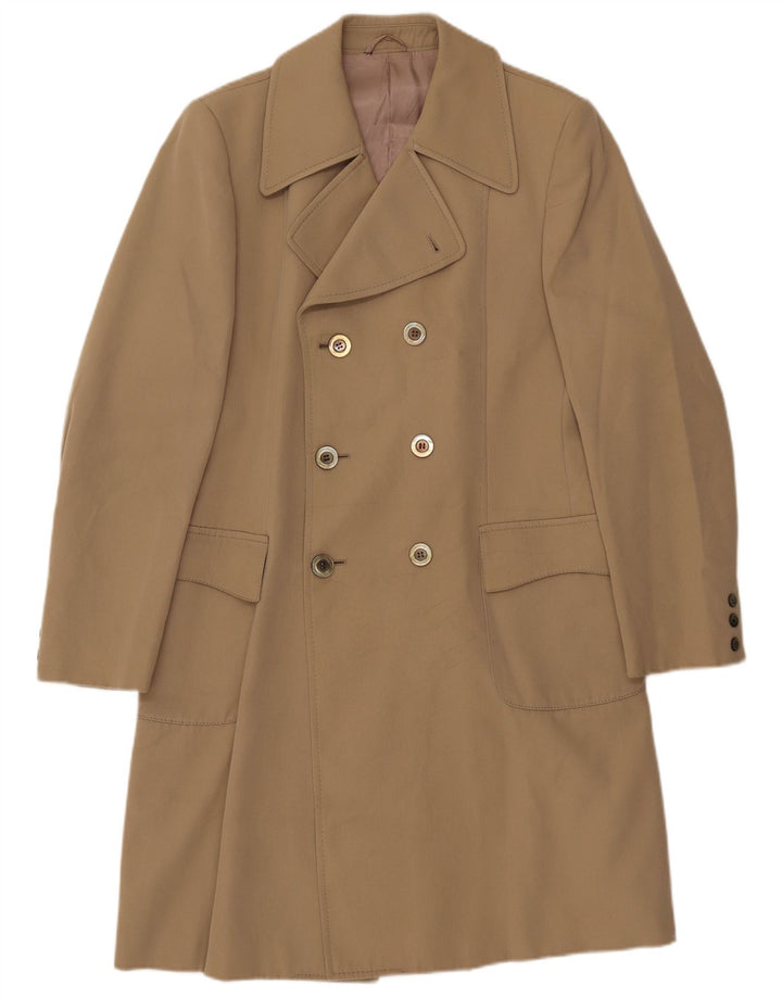 Cappotto doppiopetto vintage da uomo UK 36 piccolo beige