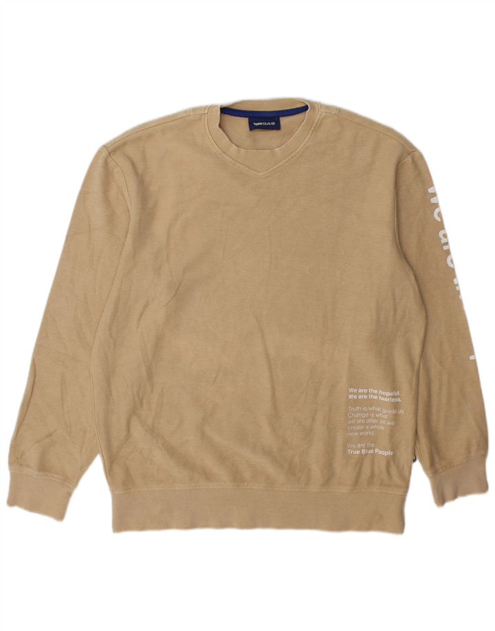Felpa grafica da uomo Gas, maglione, cotone beige medio