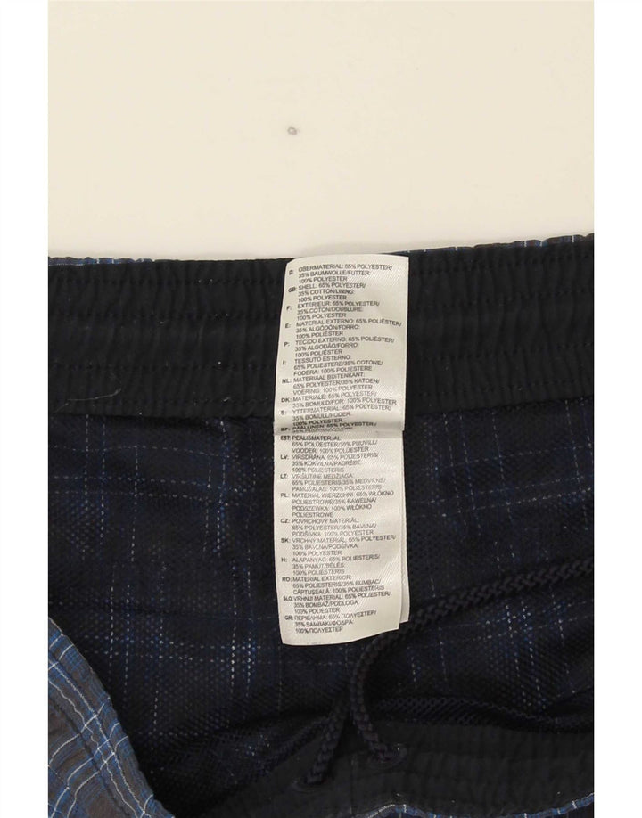 Pantaloncini da bagno da uomo Adidas piccoli in poliestere a quadri blu navy