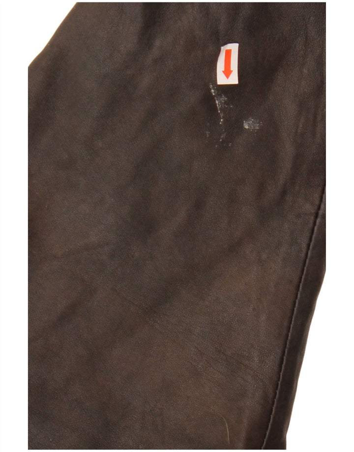 Cappotto in pelle con cappuccio da donna VINTAGE EU 38 Pelle marrone medio