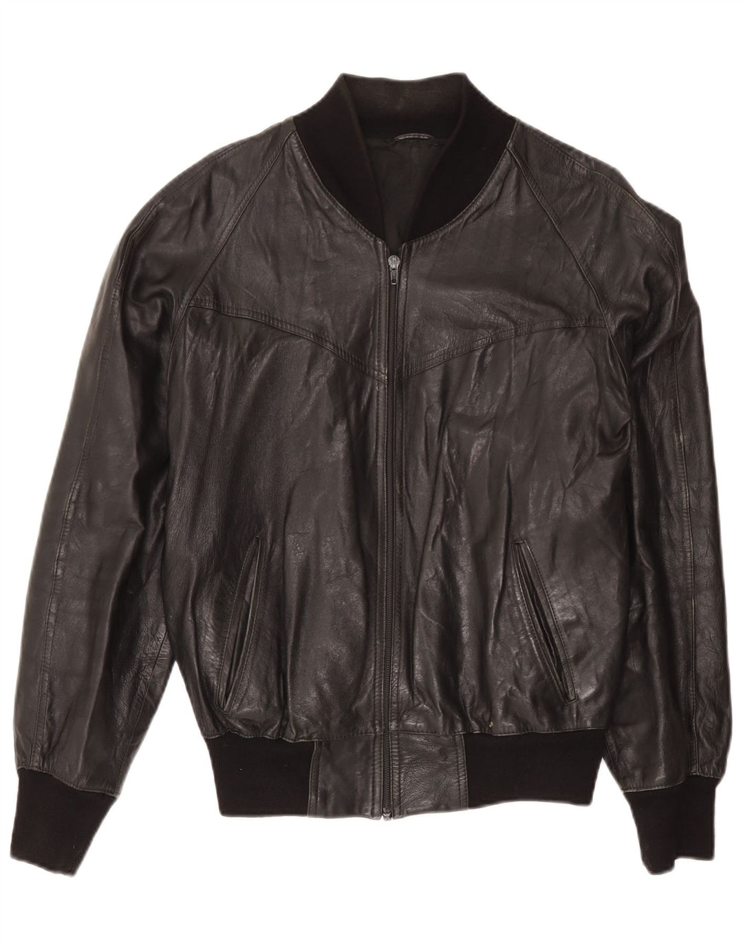 Giacca in pelle vintage da uomo UK 40 grande nera