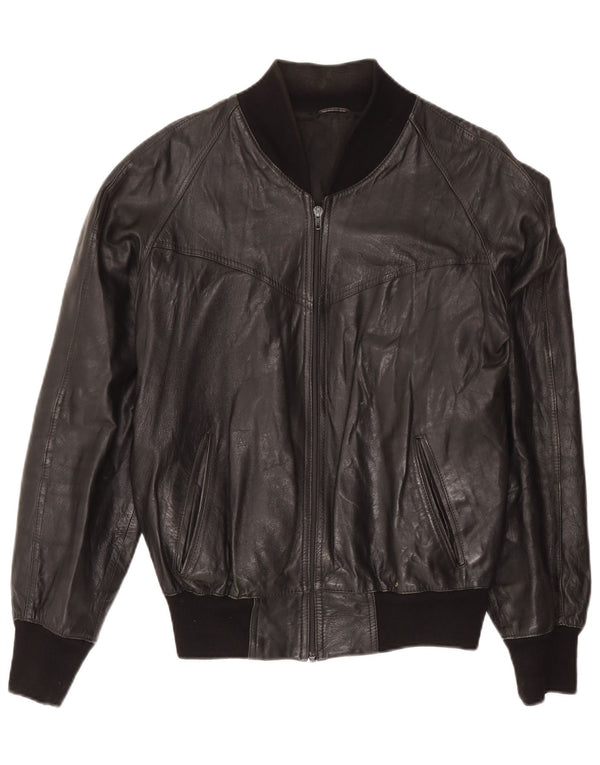 Giacca in pelle vintage da uomo UK 40 grande nera