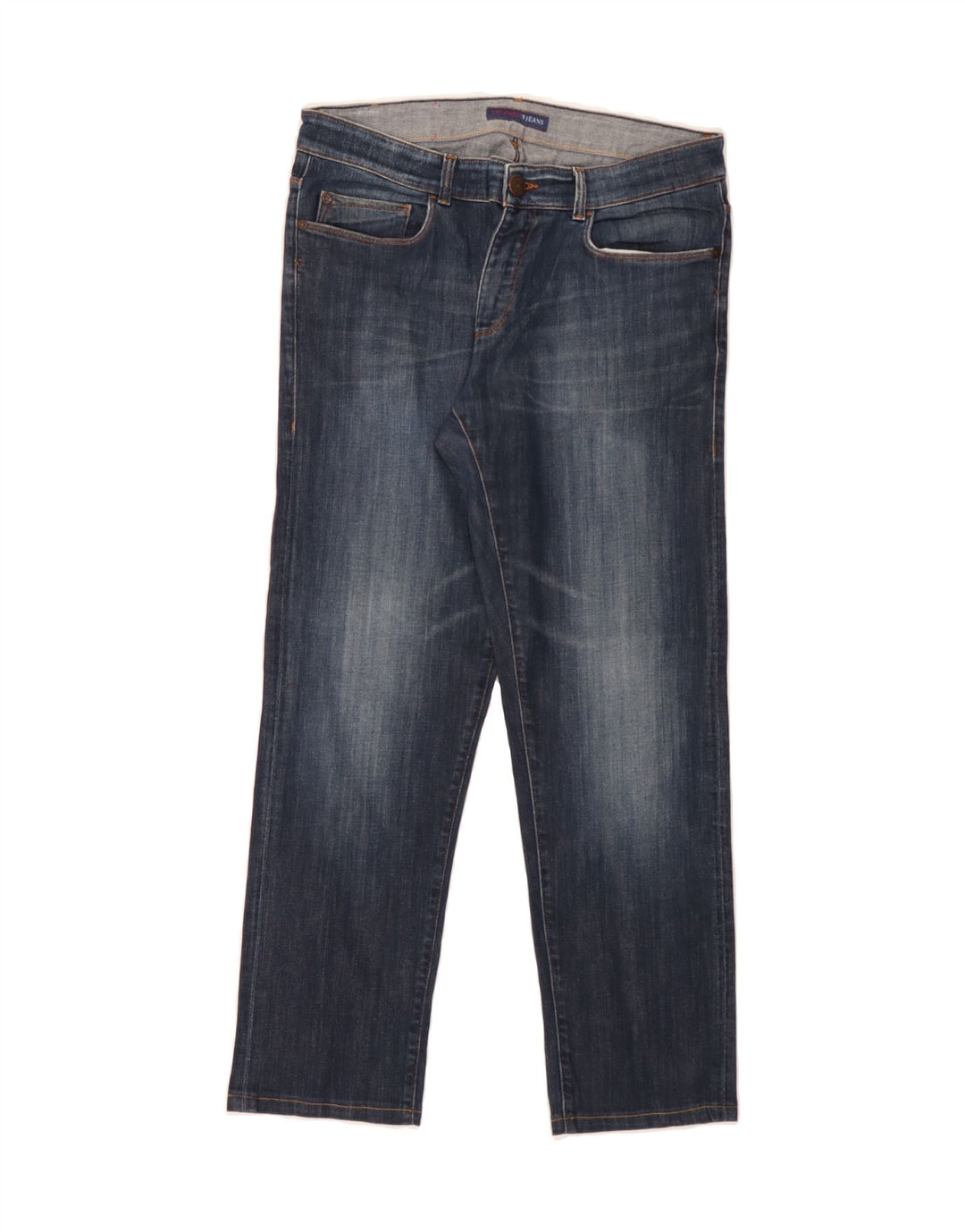 TRUSSARDI Womens Straight Jeans W33 L28 Navy Blue Vintage Trussardi and Second-Hand Trussardi from Messina Hembry 