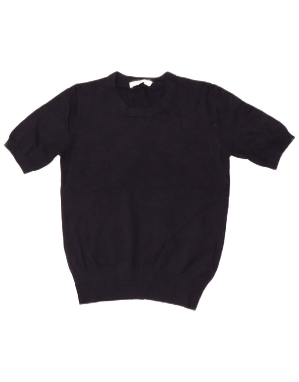 Maglione corto con scollo a barca da donna Zara UK 12 blu navy medio