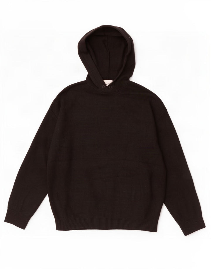 Maglione con cappuccio Zara da uomo in viscosa nera media