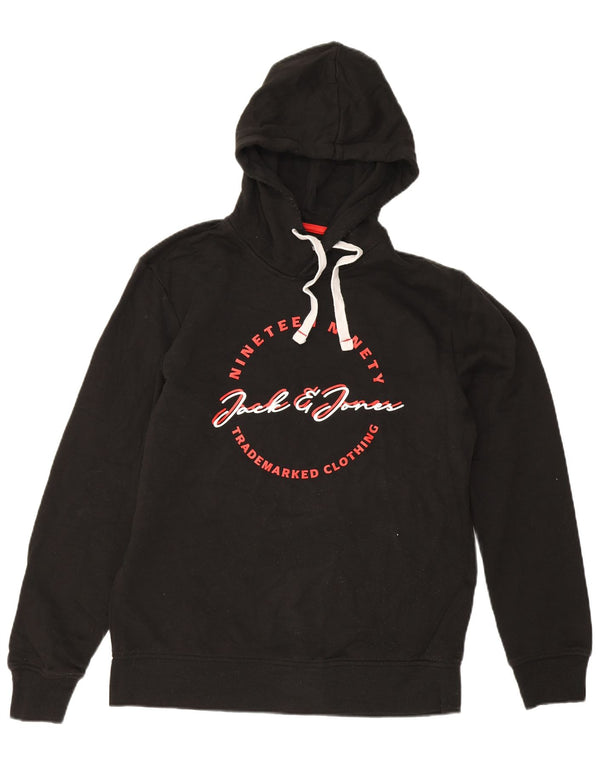 Jack & Jones Felpa con cappuccio grafica da uomo grande nera