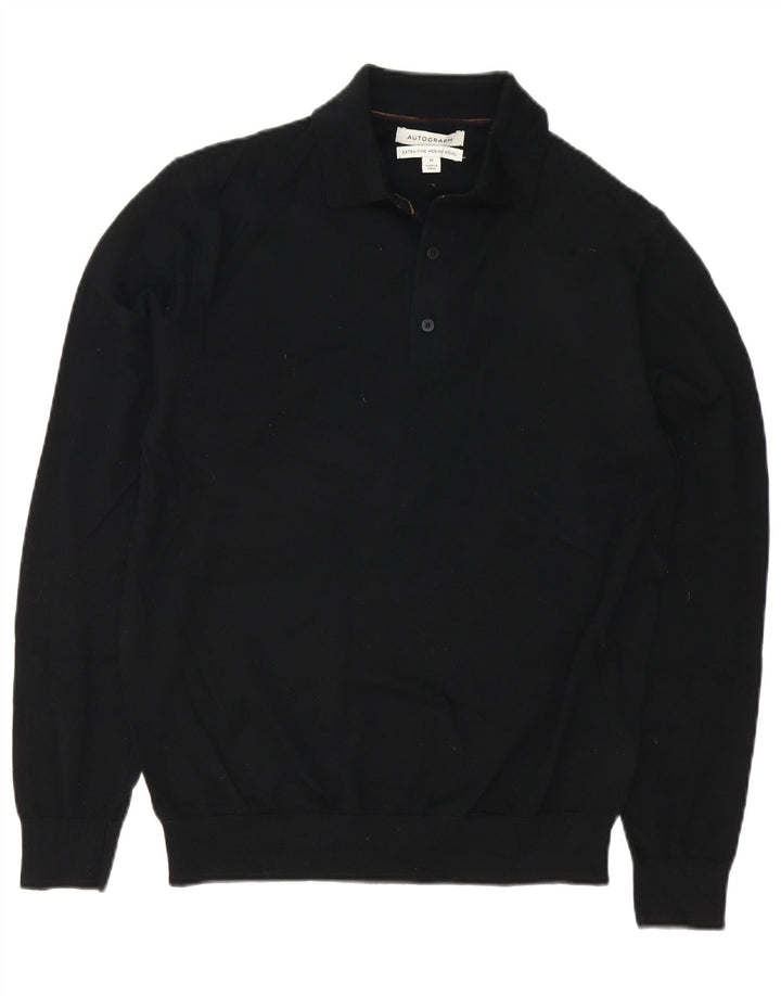 Maglione maglione con collo alto autografo da uomo Marks & Spencer nero medio