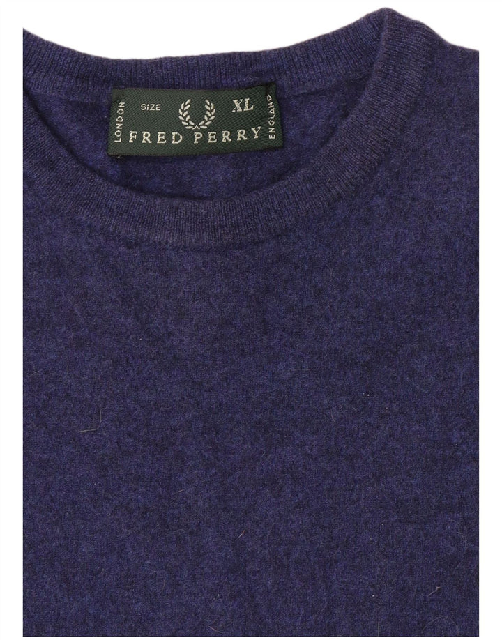 FRED PERRY Womens Crew Neck Jumper Sweater UK 18 XL Navy Blue