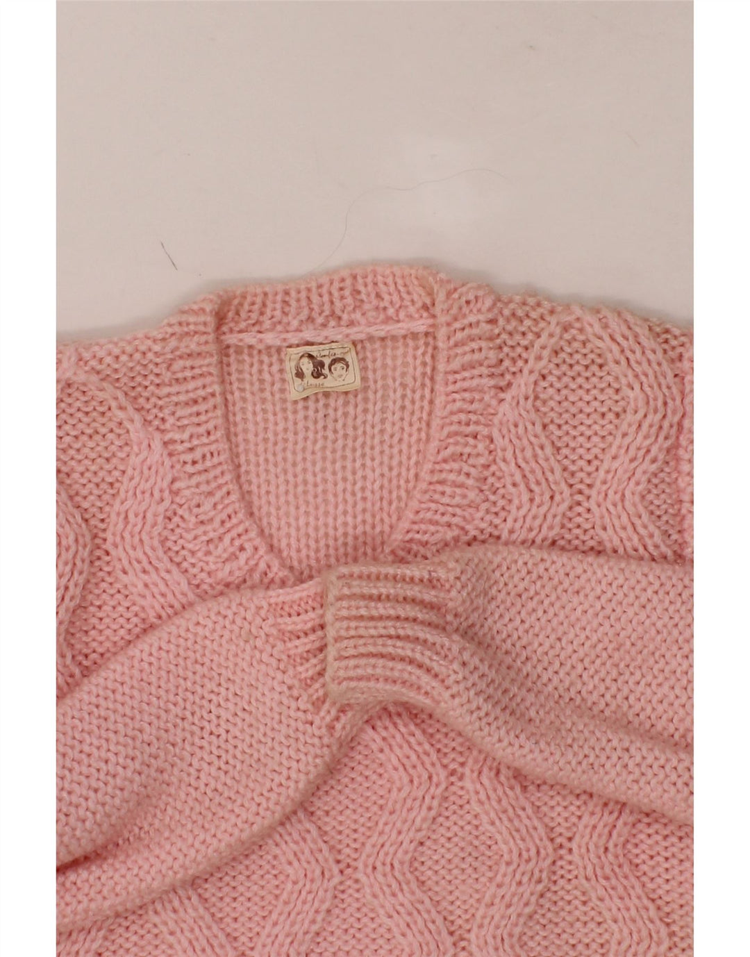 CONFEZIONI Womens V-Neck Jumper Sweater IT 42/44 Medium Pink Polyester Vintage Confezioni and Second-Hand Confezioni from Messina Hembry 