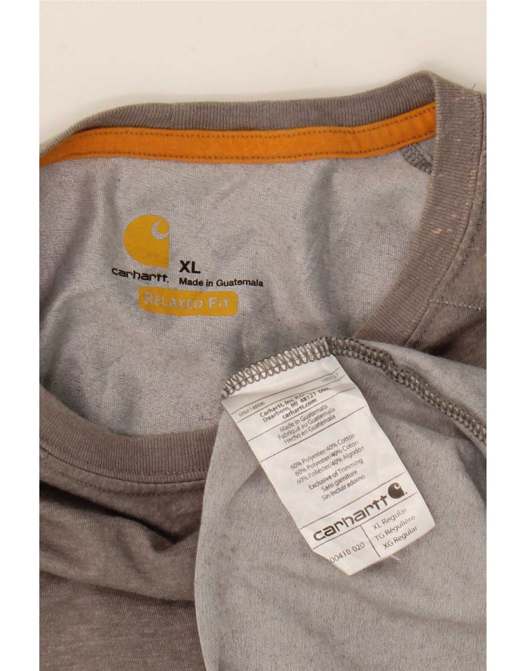 T-shirt Carhartt da uomo dalla vestibilità rilassata, XL, in poliestere grigio