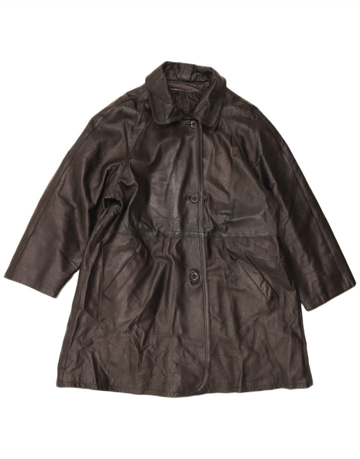 Cappotto in pelle oversize da donna Kiros IT 44 medio in pelle nera