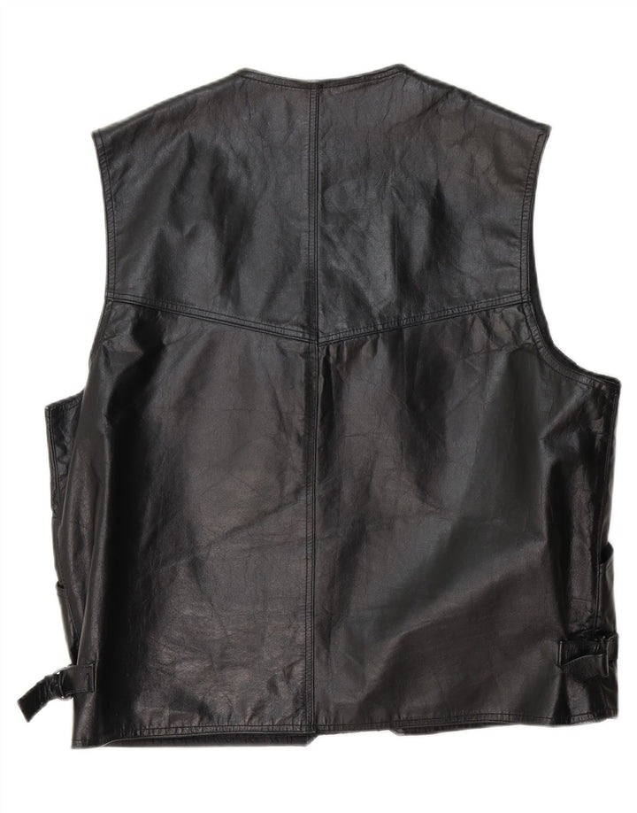 Gilet in pelle da uomo vintage XL in pelle nera