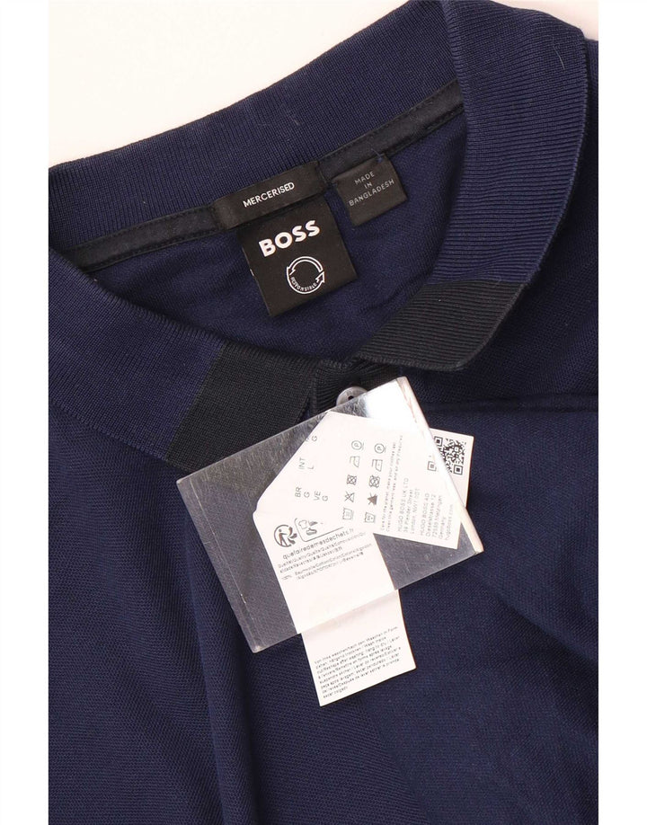 Polo da uomo Hugo Boss grande in cotone blu navy