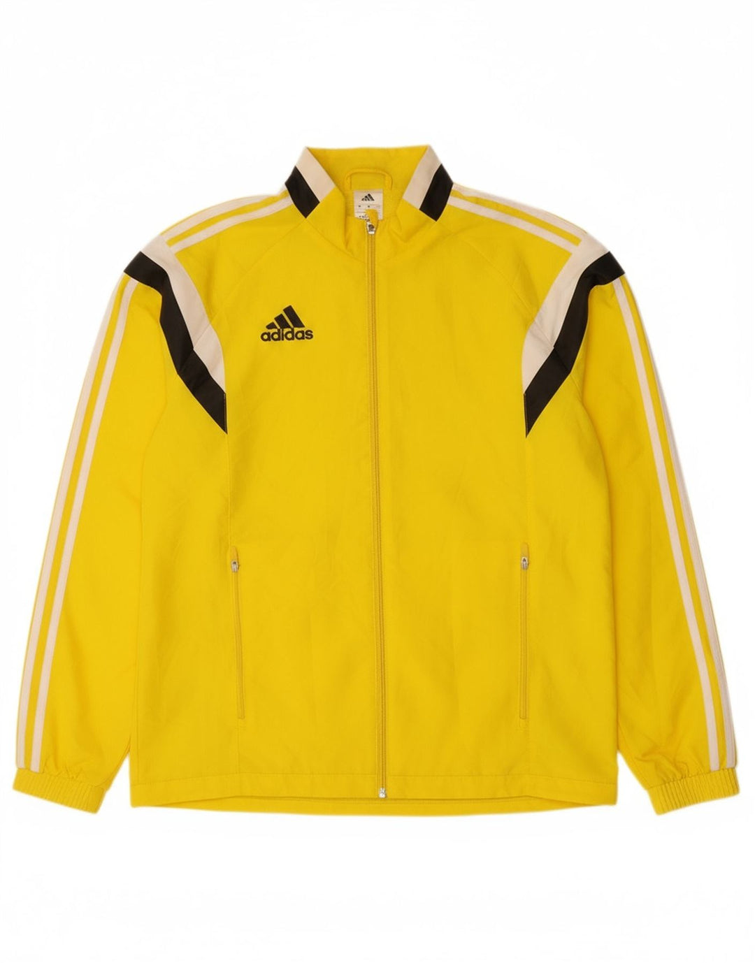 ADIDAS Mens Tracksuit Top Jacket Medium Yellow Colourblock Polyester