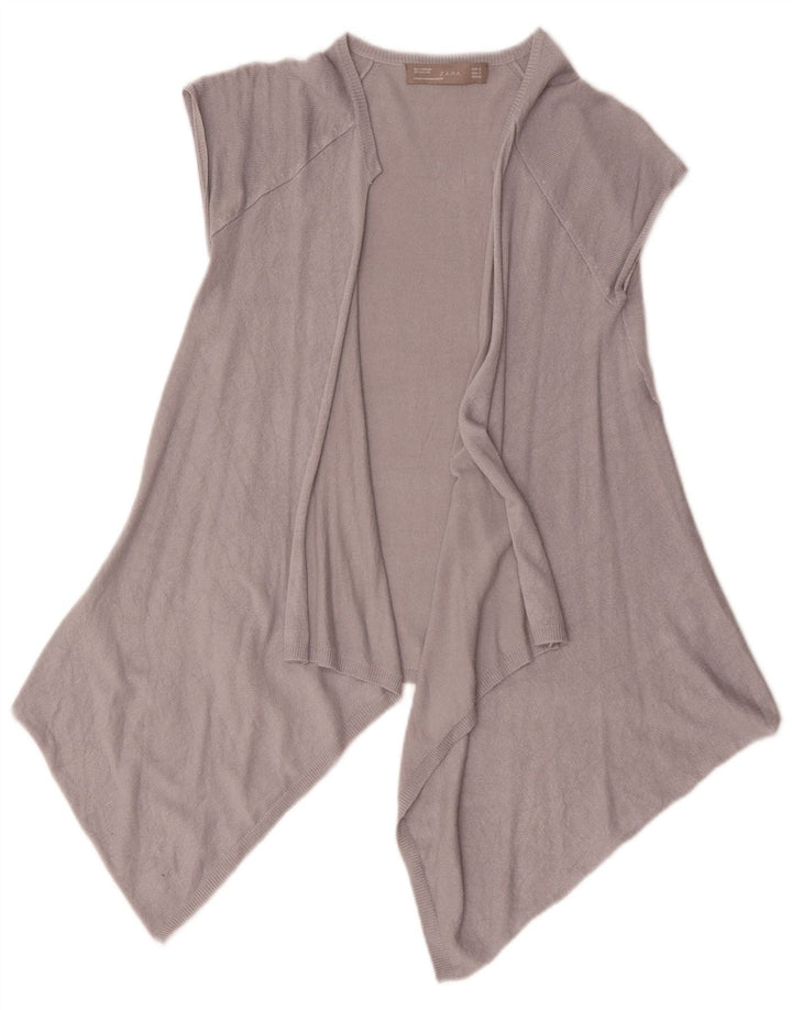 Top cardigan aperto asimmetrico da donna Zara UK 10 piccolo grigio