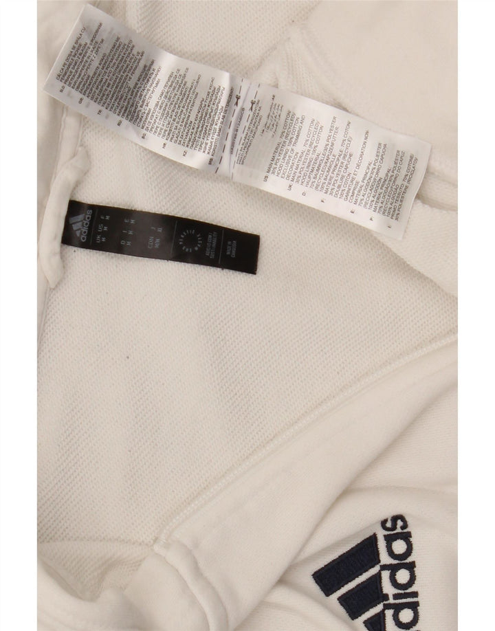 Felpa con cappuccio e zip Adidas Real Madrid da uomo in cotone bianco medio