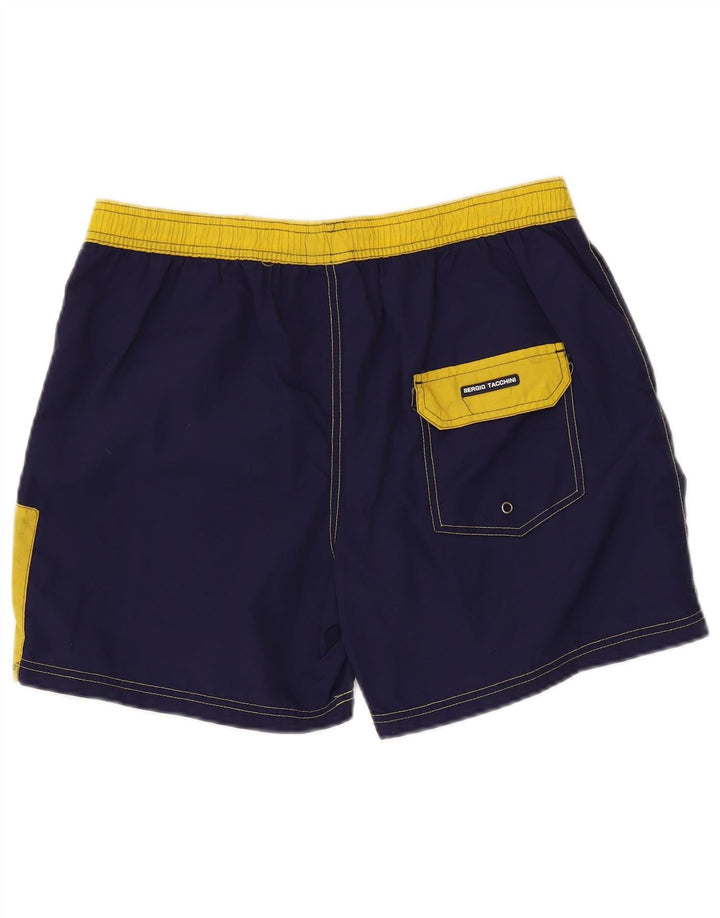Pantaloncini da bagno da uomo Sergio Tacchini XL blu navy color block in poliammide