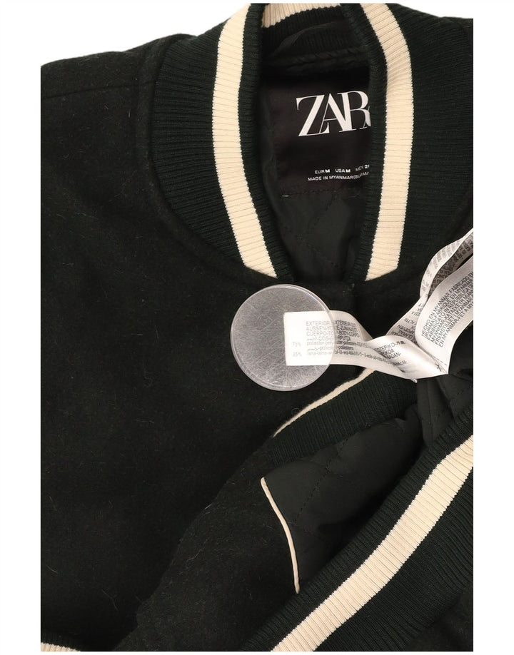 Giacca college grafica da uomo ZARA UK 38 Poliestere color block verde medio