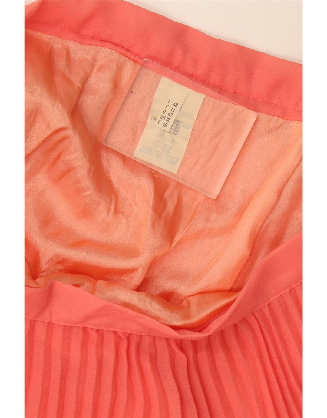 Gonna a trapezio pieghettata da donna vintage UK 16 grande W32 poliestere rosso