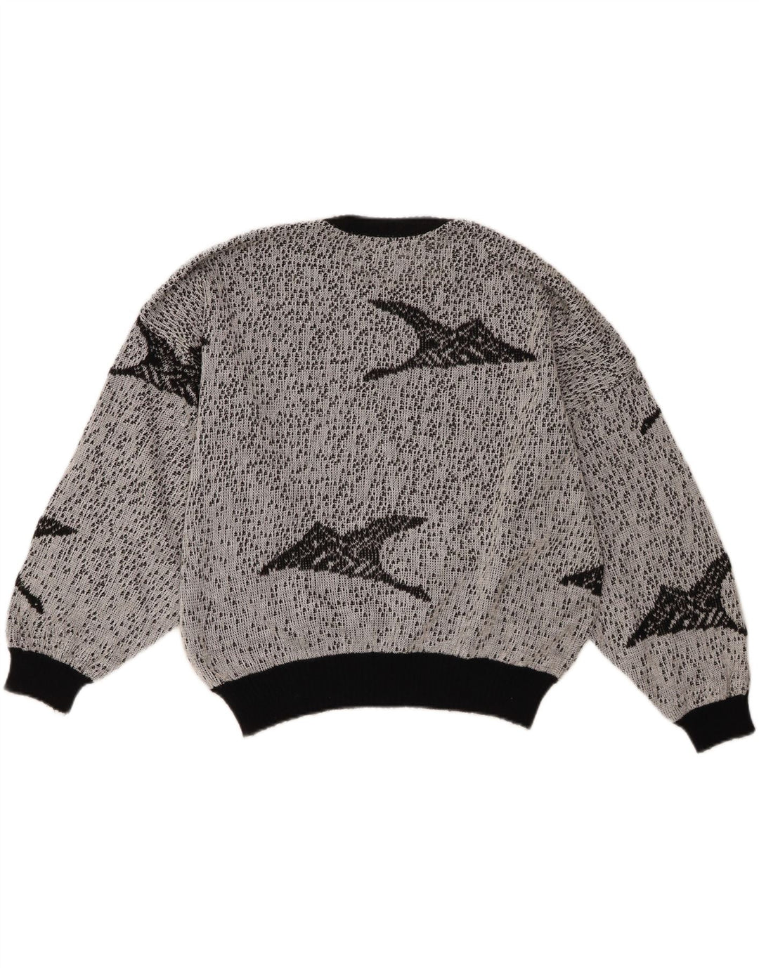 Maglione girocollo da donna vintage corto con motivo astratto girocollo UK 18 XL Grigio