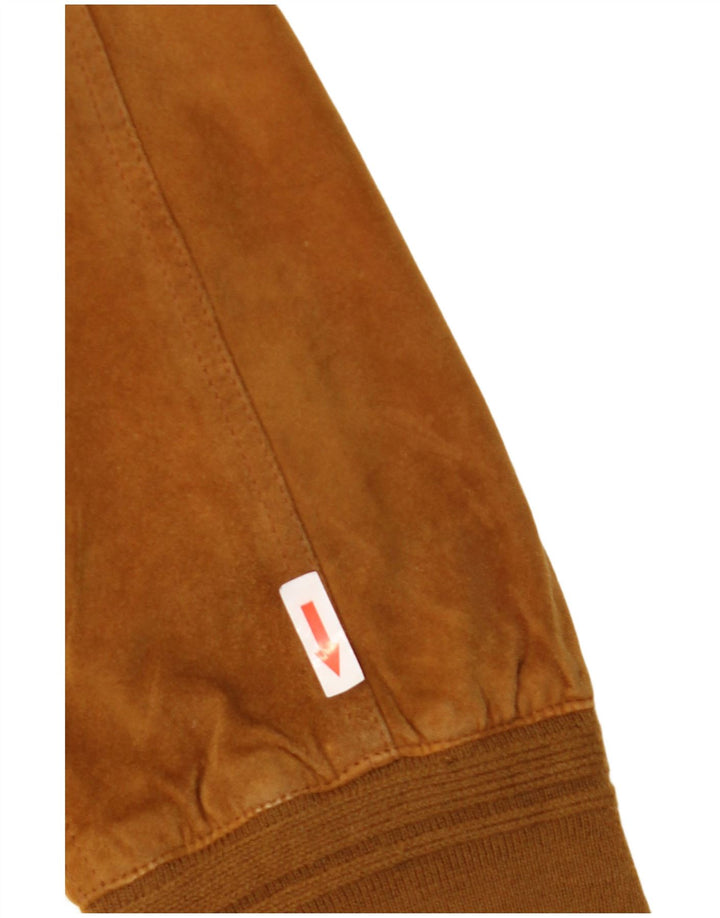 Giubbotto bomber in pelle scamosciata vintage da uomo UK 42 XL in pelle marrone