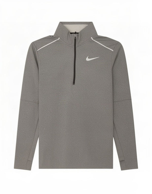 Maglia da tuta Nike Dri Fit Zip Neck Pullover da uomo in poliestere grigio medio
