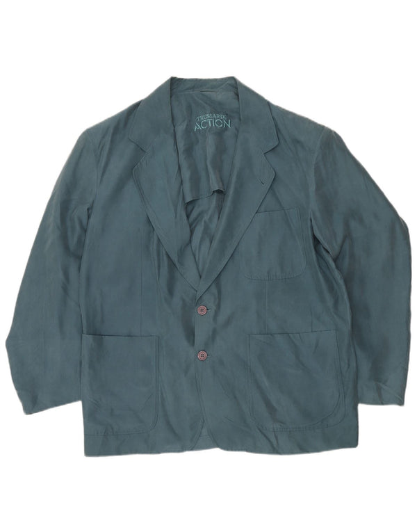 Giacca Blazer 2 Bottoni Uomo TRUSSARDI IT 54 2XL Blu Seta