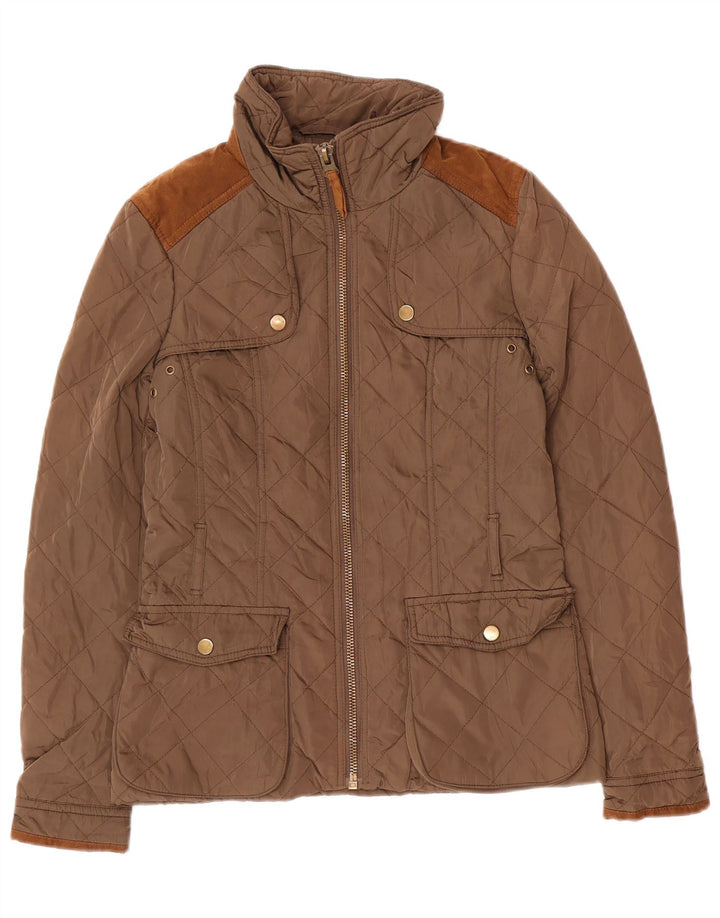 Giacca trapuntata da donna Zara UK 10 piccola in poliestere marrone