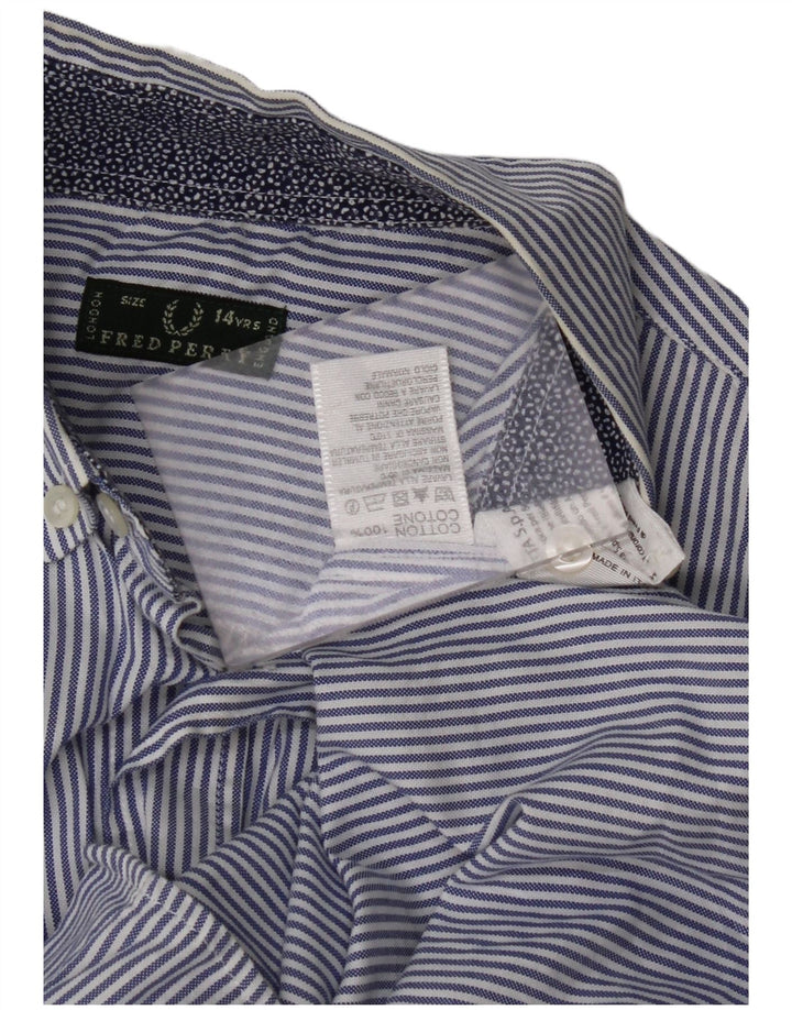 Camicia Bambino FRED PERRY 13-14 Anni Cotone Gessato Blu Navy