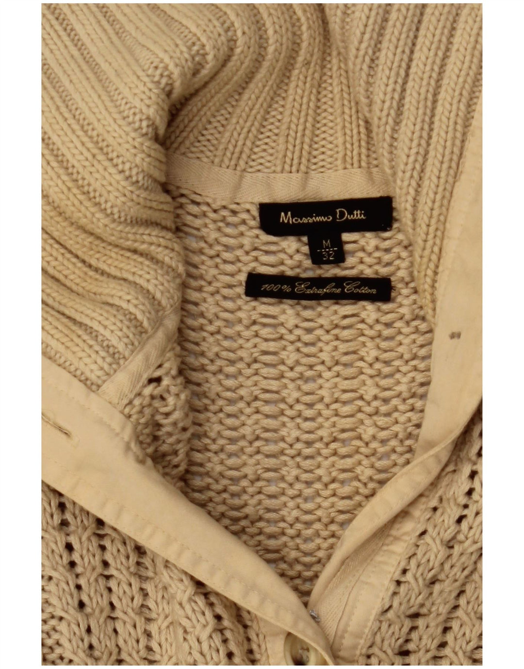 Maglione cardigan da donna Massimo Dutti UK 12 Cotone beige medio