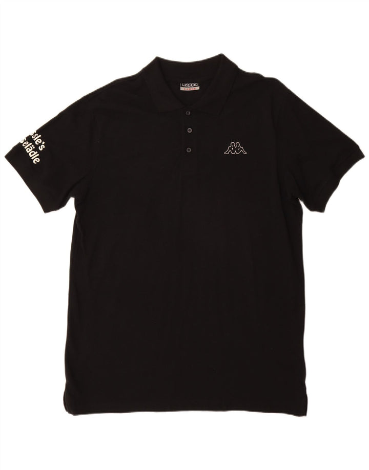 Polo grafica da uomo Kappa grande in cotone nero