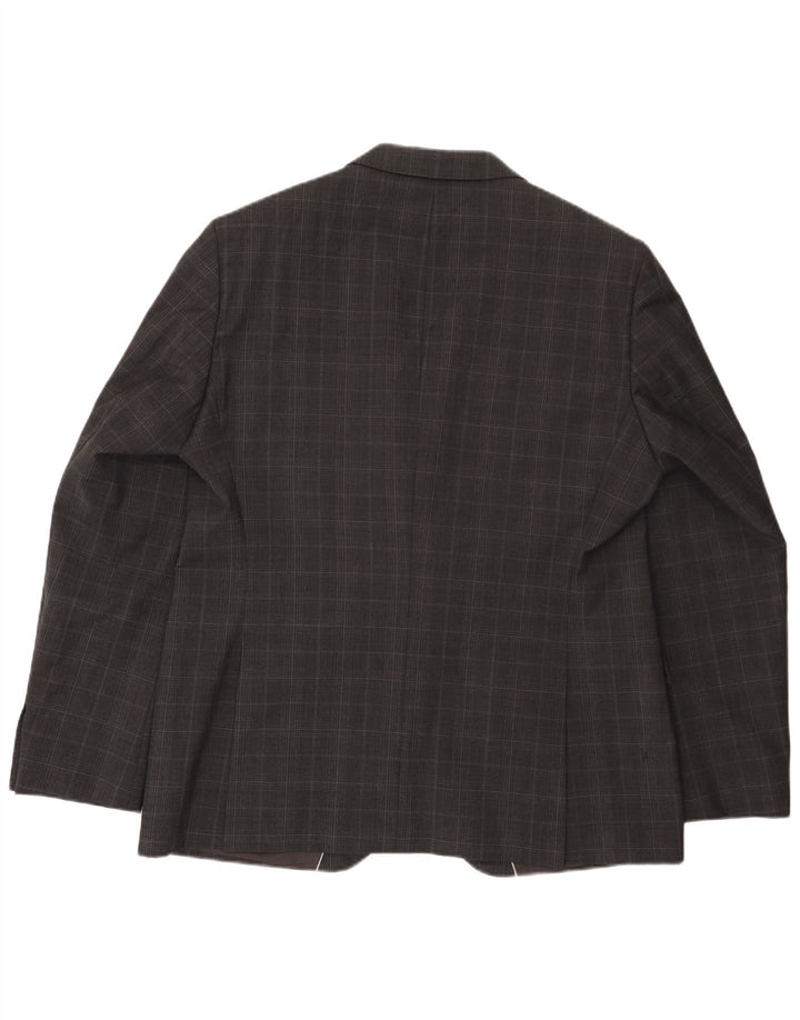 Giacca blazer da uomo a 2 bottoni Hugo Boss EU 56 3XL lana a quadri grigia