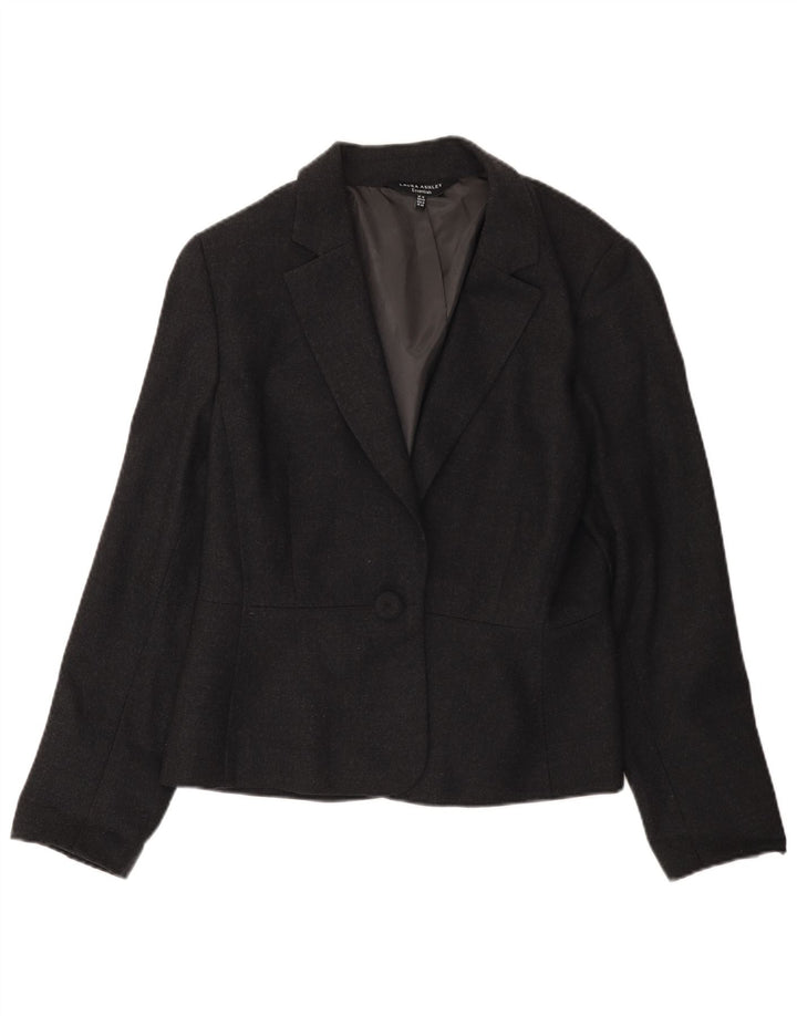 Giacca blazer a 1 bottone da donna Laura Ashley UK 18 XL lana grigia