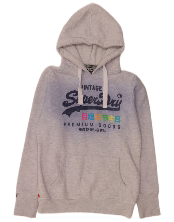 Maglione con cappuccio grafico da donna SUPERDRY UK 14 Cotone screziato grigio medio