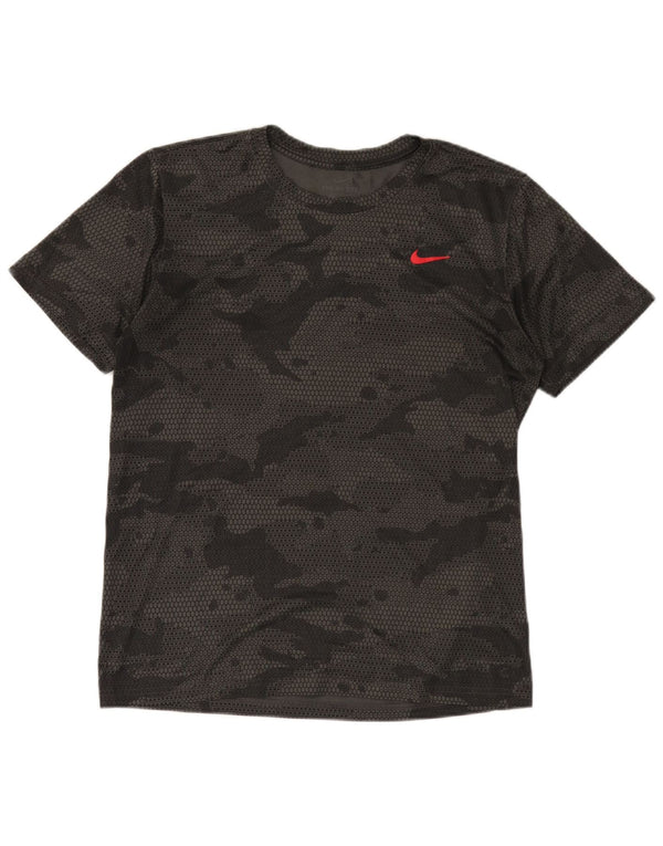 T-shirt da uomo Nike Top medio in poliestere mimetico nero